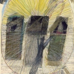 Adolf Buchleiter: Im Umkreis (sign.) (KKV-Kat.) Farbstift, Graphit, Kugelschreiber, DIN A4, 1990