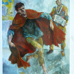 Eberhard Frank, Der Bettler tanzt, 2000, Mischtechnik auf Holz